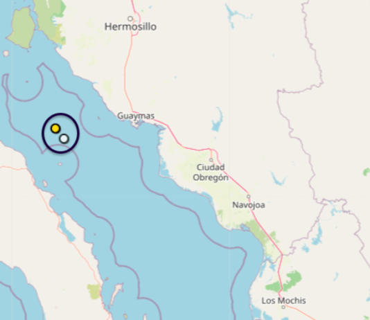 Tembló dos veces frente a las costas de Guaymas