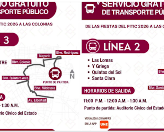 Facilita Gobierno de Sonora transporte gratuito nocturno en Hermosillo del 21 al 24 de mayo
