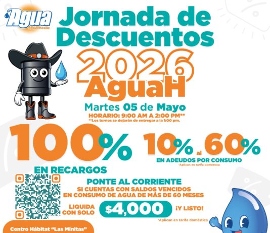 Estará en Las Minitas la jornada de descuentos de Agua de Hermosillo para usuarios con adeudos