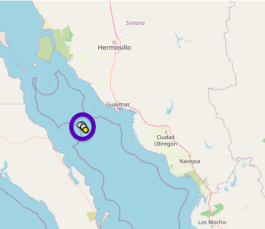 Tres temblores más frente a las costas de Guaymas