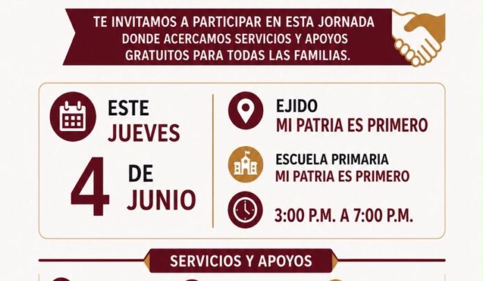 El Día del Pueblo’ llegará al ejido Mi Patria es Primero este jueves; con el objetivo de acercar servicios, programas y atención directa a las comunidades rurales del municipio.