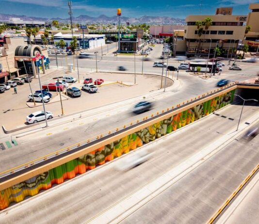 Avanza 95 por ciento intervención de mural en el paso a desnivel de Colosio y Solidaridad