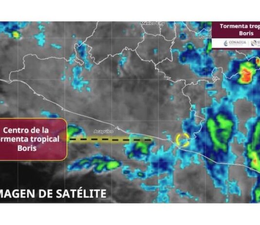 Como depresión tropical, Boris se ubica a 45 km al nor-noreste de Punta Maldonado, Guerrero
