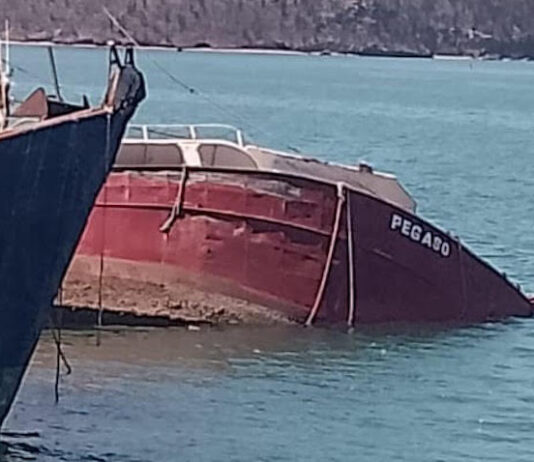¡A punto de hundirse barco camaronero!