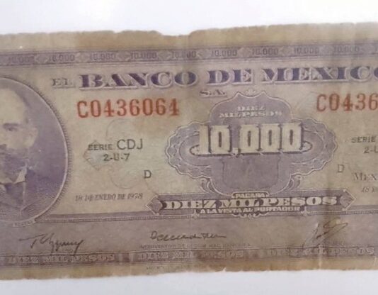 Emprenden subasta de histórico billete de 10 mil pesos