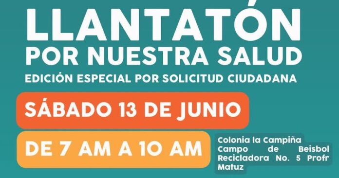 Invita Gobierno de Hermosillo a participar en jornada de “Llantatón por nuestra salud” en La Campiña; este sábado 13 de junio en campo de béisbol en horario de 7:00 a 10:00 de la mañana.