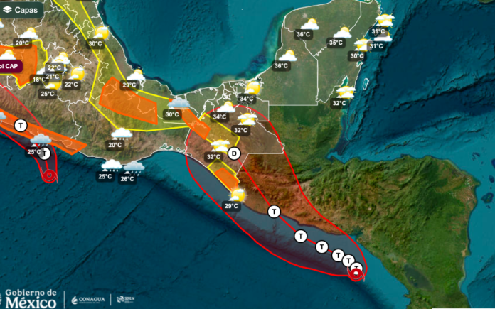 ¡Ya está ‘Cristina’ en el Pacífico!; depresión tropical Tres-E se intensificó a la tormenta tropical, hoy al mediodía.