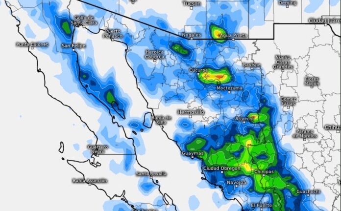 Se esperan más tormentas durante la tarde, en distintas regiones; estarían presentándose también en Guaymas y Empalme.