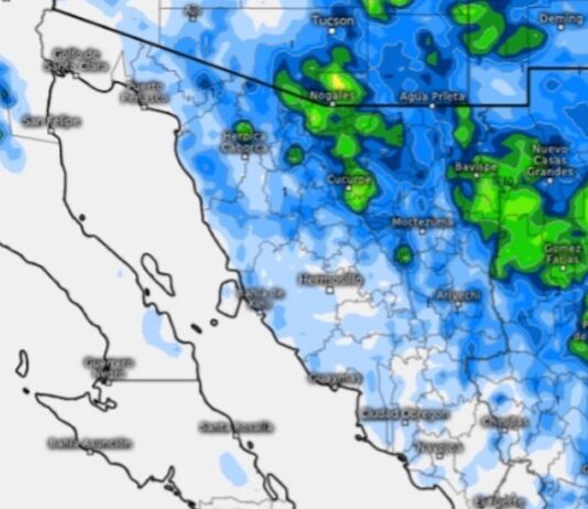 Continuarán las lluvias en Sonora este día