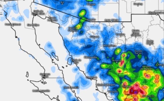 Durante el resto de la semana persistirán los efectos del monzón mexicano, con tormentas en algunas zonas de la entidad, acompañadas de fuertes vientos, actividad eléctrica y posible caída de granizo.
