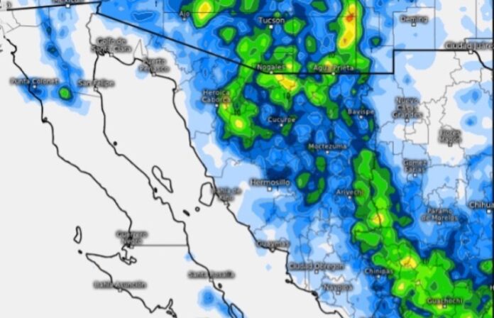 Monzón mexicano y vaguada de altura seguirán dejando fuertes lluvias en Sonora; principalmente en el norte, noroeste, este, centro y sierra de la entidad.