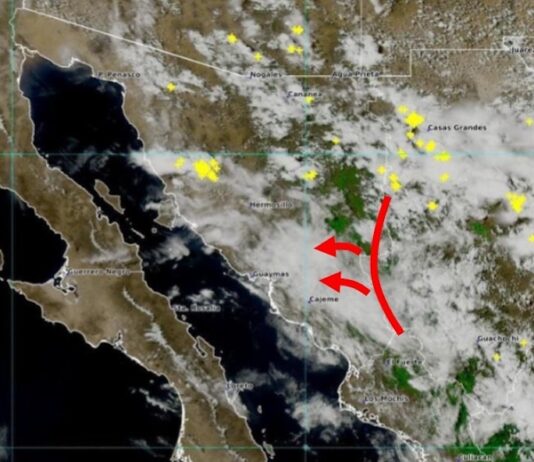 Se esperan tormentas en Guaymas, Empalme y 16 municipios más