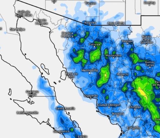 Continuarán las tormentas este día en Sonora