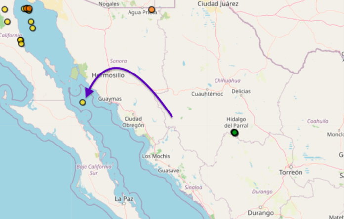 Temblor frente a las costas de Guaymas la madrugada de hoy; se presentó a las 04.18 horas, informa el SSN.