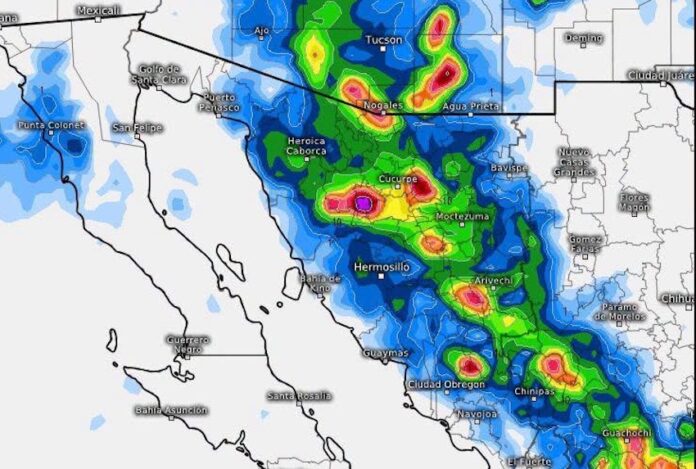 Continuarán las lluvias la tarde de hoy; principalmente: Agua Prieta, Sáric, Nacozari, Moctezuma y la sierra de Sahuaripa.