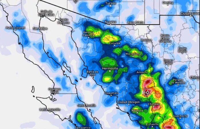 Efectos del monzón mexicano continuarán manifestándose durante el fin de semana; principalmente durante sábado y domingo, con mayor incidencia de tormentas en la región serrana y Hermosillo.