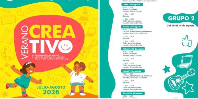 Invita IMCA a disfrutar de una semana llena de creatividad en la Biblioteca La Malinche durante el Verano Creativo; del 10 al 14 de agosto, la Biblioteca La Malinche será sede del Campamento de Verano Creativo.