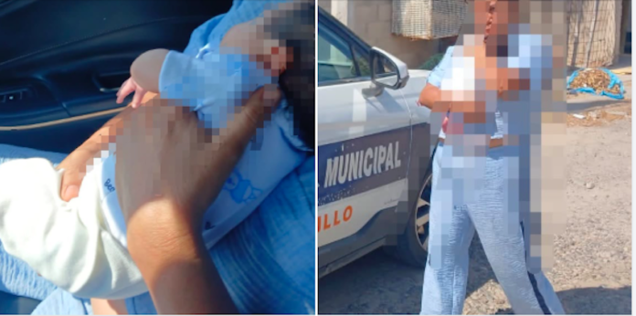 Auxilian a bebé recién nacido con problemas para respirar; a bordo de una patrulla fue llevado de urgencia al hospital del IMSS.