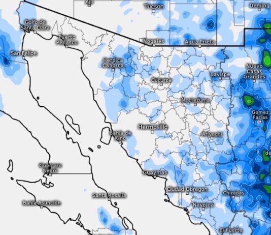 Municipios que podrían recibir lluvias hoy, por efectos del monzón de verano