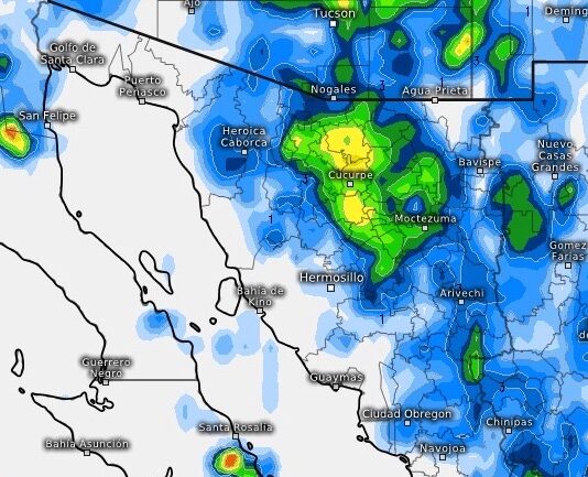 Monzón de verano continuará favoreciendo a Sonora con lluvias y tormentas