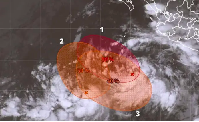 Vigilan 3 zonas de baja presión con alto potencial ciclónico en el Pacífico; sistemas que presentan hasta 80% de probabilidad de desarrollo; podrían fusionarse.