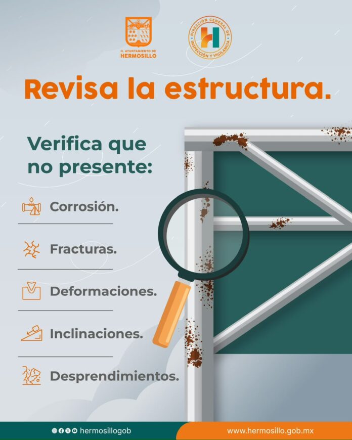 Llama Ayuntamiento de Hermosillo a revisar anuncios espectaculares; inspección y Vigilancia pide a propietarios y responsables dar mantenimiento preventivo para reducir riesgos.