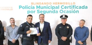 Reconoce Toño Astiazarán preparación de la Policía Municipal con certificación por segunda ocasión de CERTIPOL