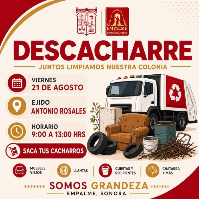 Llevarán jornada de descacharre al ejido Antonio Rosales este viernes; como parte de las acciones preventivas que impulsa el Gobierno Municipal.