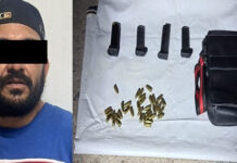 Detienen a sujeto con cargadores y cartuchos útiles 9mm, en Agua Prieta