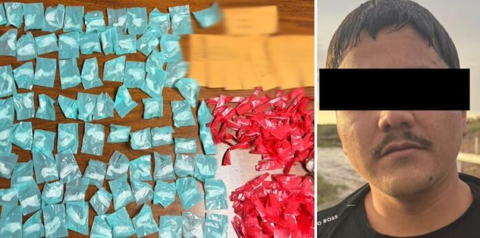 Detienen a un joven con más de 250 dosis de cristal; viajaba a bordo de un vehículo Jeep Cherokee cuando los estatales lo interceptaron.