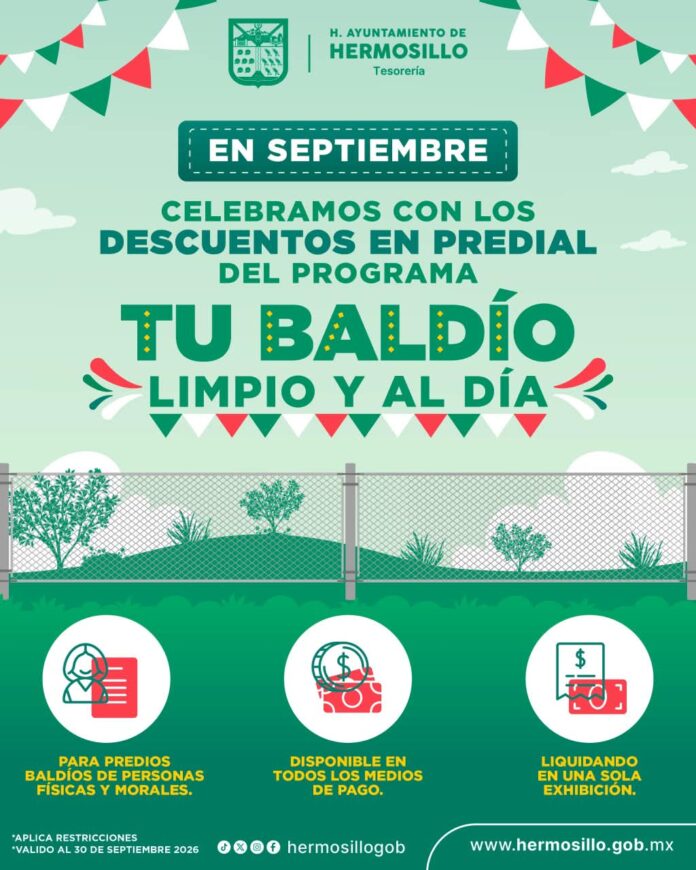 Últimos días para poner tu baldío al día con descuentos en recargos y multa; a través de este programa, las y los contribuyentes pueden regularizar su predial, poniéndose al corriente de manera rápida y accesible.