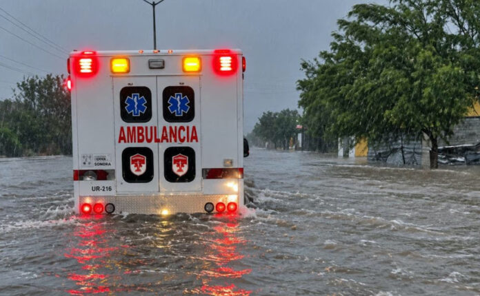 Evacuan a mujer con trabajo de parto en el valle; con 40 semanas de embarazo fue llevada en ambulancia al Hospital General.