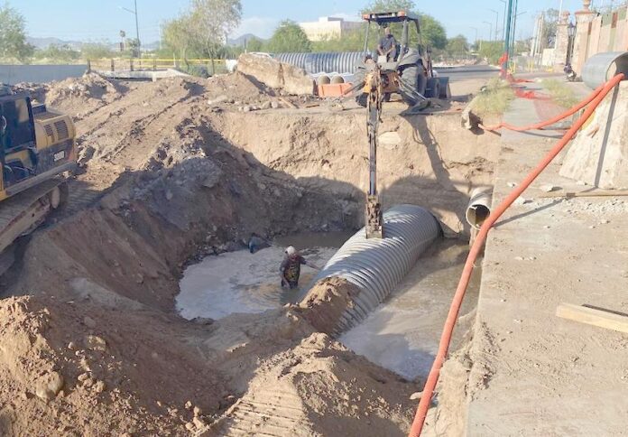 Avanza 75% rehabilitación del colector sanitario Quintero Arce; Agua de Hermosillo estima que los trabajos puedan concluir en un plazo no mayor a cuatro semanas.
