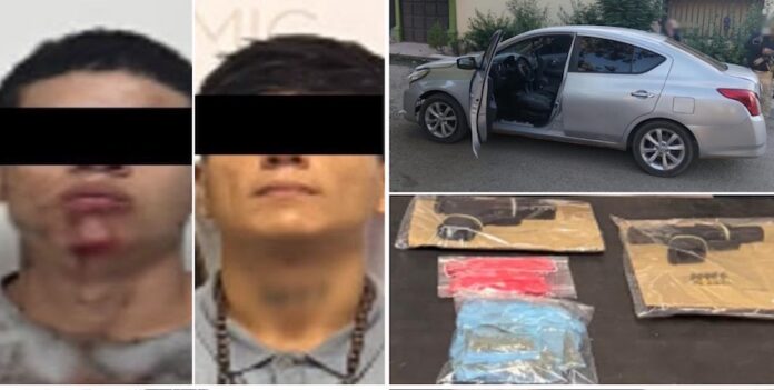 Aseguran armas, narcótico y vehículo robado; en medio de un operativo por reporte de detonaciones con arma de fuego en colonia Palo Fierro.