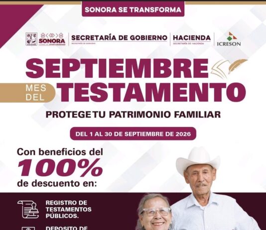 Gobierno de Sonora brinda servicios gratuitos durante Septiembre, Mes del Testamento