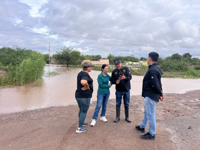 Atiende Gobierno Municipal de Hermosillo afectaciones por lluvias en Miguel Alemán; en dicha comunidad se presentó mayor precipitación acumulada.