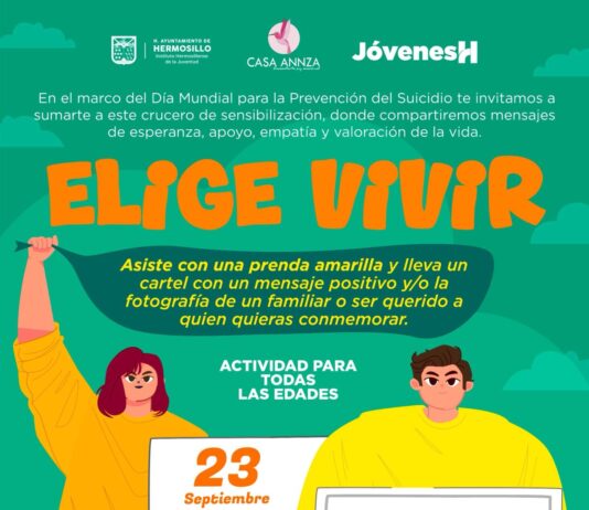 Invitan a hermosillenses a sumarse al crucero “Elige Vivir” por la prevención del suicidio