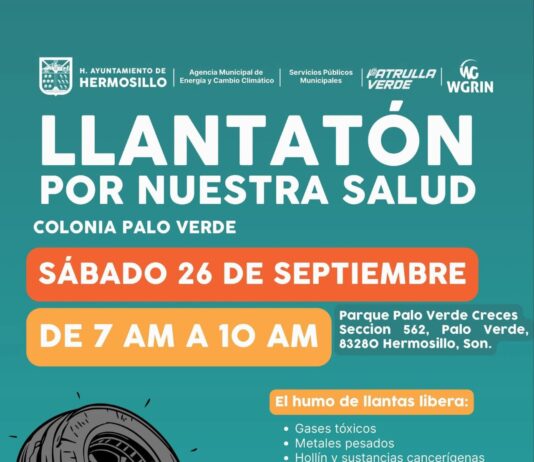 Invita Gobierno de Hermosillo a participar en jornada de “Llantatón por nuestra Salud” en la colonia Palo Verde