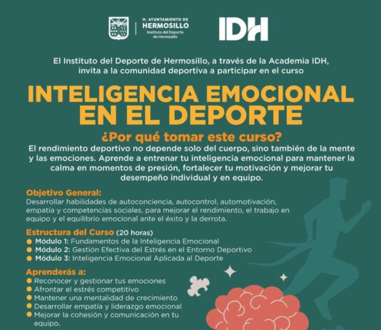 Invita Gobierno de Hermosillo al curso en línea “Inteligencia Emocional en el Deporte”