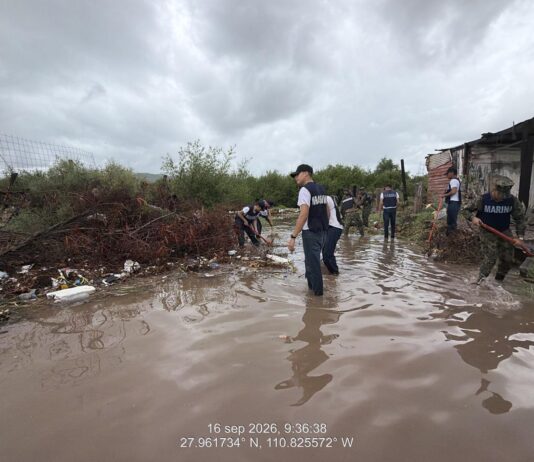 Activan el Plan Marina en su Fase de Auxilio en Empalme, ante fuerte lluvias