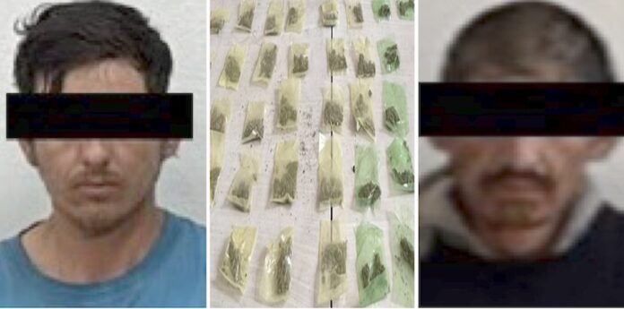 Detienen a dos sujetos en posesión de droga; ellos son: Carlos “N”, de 37 años de edad y Agustín “N”.