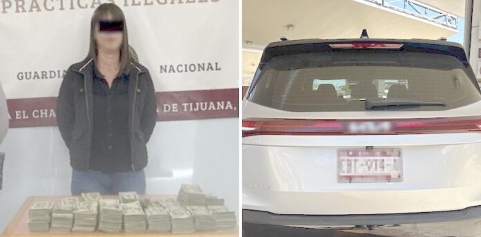 Ingresaba a México con 176 mil dólares en efectivo; mujer fue detenida cuando cruzaba la línea fronteriza de El Chaparral, de Tijuana.