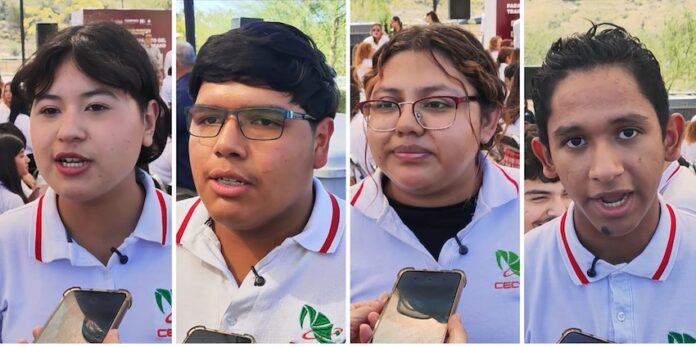 Estudiantes de Cecyte La Manga reconocen a Gobernador Durazo por mejora en transporte público; representan una mejora para quienes diariamente se trasladan a sus escuelas.