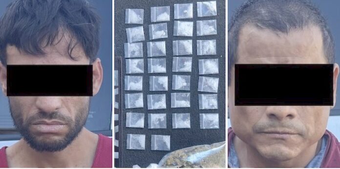 Caen dos sujetos en posesión de droga, da resultados trabajo especializado de la Unidad K-9.