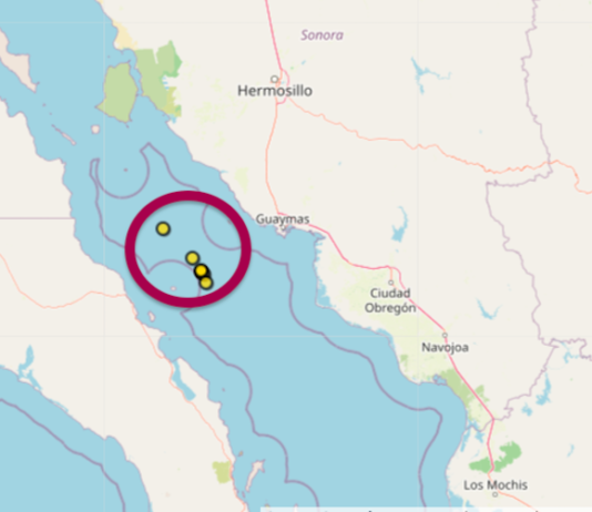 Enjambre de 7 temblores en menos de 48 horas frente a costas de Guaymas