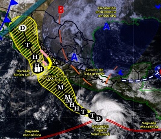 Se formó la depresión tropical Veintiuno-E en el Pacífico sur mexicano